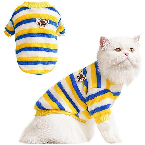 KUTKUT Cute Stripe Pattern Stretchable Shirt for Small Dogs & Cats