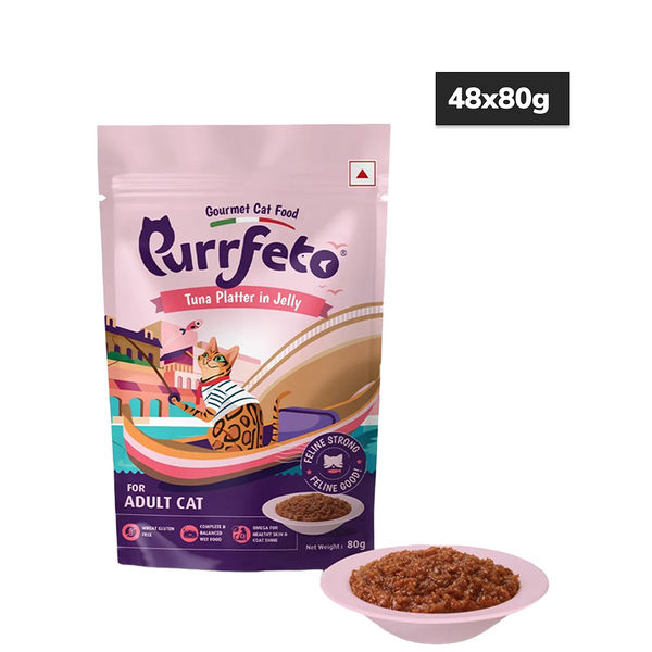 Purrfeto Mackerel in Gravy and Ocean Fish in Gravy and Tuna Recipe in Jelly Combo Adult Cat Wet Food