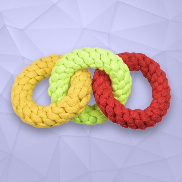 Skatrs Tennis Ball for Dogs and Triple Ring Rope Chew Toy for Dogs and Cats Combo