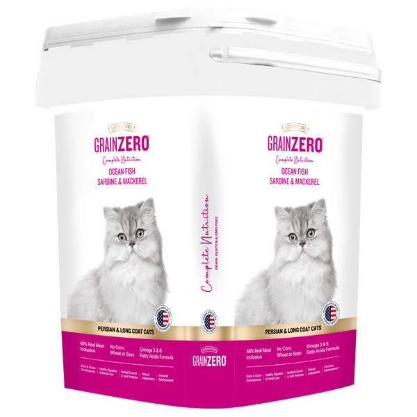 Signature Grain Zero Ocean Fish, Sardine and Mackerel Long Coat & Persian Adult Cat Dry Food