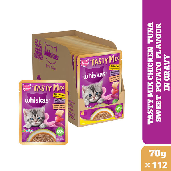 Whiskas Tasty Mix Chicken Tuna with Sweet Potato Kitten Cat Wet Food