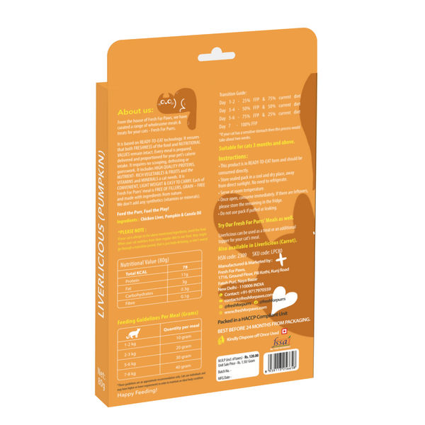Fresh For Purrs Liverlicious Pumpkin Supplement for Cats