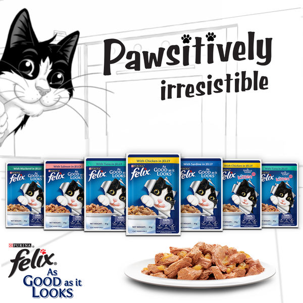 Purina Felix with Mackerel, Sardine and Salmon in Jelly Complete and Balanced Adult Cat Wet Food