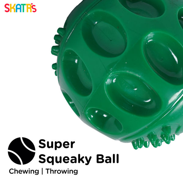 Skatrs Rubber Squeezy Ball Toy for Dogs and Cats (Green)