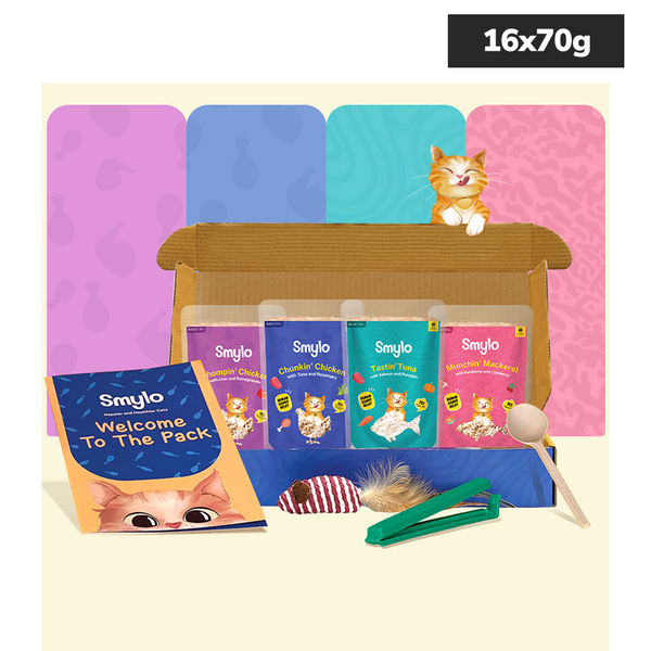 Smylo Adult Trial Box, Tuna, Chicken & Mackerel, Fresh & No-Preservative Wet Cat Food