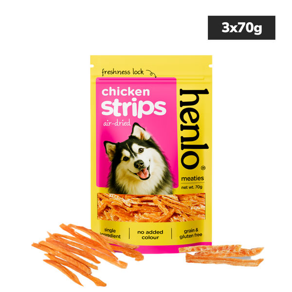 Henlo High Protein Air Dried Chicken Strips Dog Treats