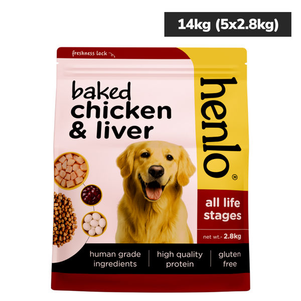 Henlo Baked Chicken & Liver Adult and Puppy Dog Dry Food | 100% human grade ingredients