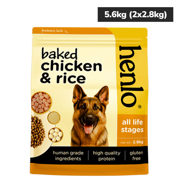 Henlo Baked Chicken & Rice Adult and Puppy Gluten free Dog Dry Food | 100% human grade ingredients