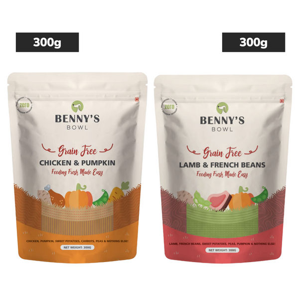 Bennys Bowl Lamb and French Beans & Chicken and Pumpkin Dog Fresh and Wet Food Combo