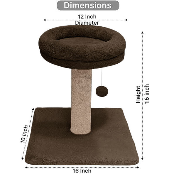 Furrlovers Fur Activity Cat Tree Scratching Post with Sisal Tower (Brown)