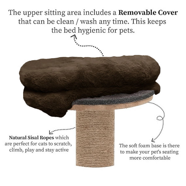 Furrlovers Fur Activity Cat Tree Scratching Post with Sisal Tower (Brown)