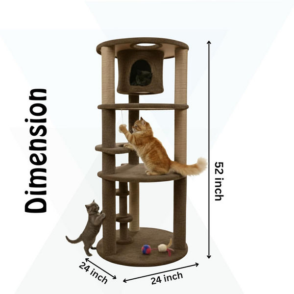 Furrlovers Multi Level Cat Tree with Condo & Jute Scratching Posts (Brown)
