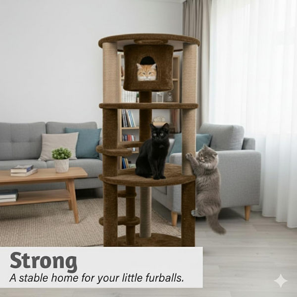 Furrlovers Multi Level Cat Tree with Condo & Jute Scratching Posts (Brown)