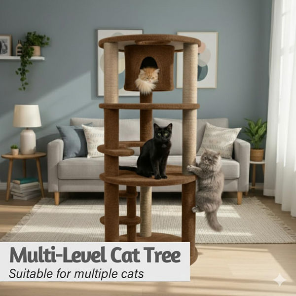 Furrlovers Multi Level Cat Tree with Condo & Jute Scratching Posts (Brown)