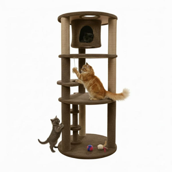 Furrlovers Multi Level Cat Tree with Condo & Jute Scratching Posts (Brown)