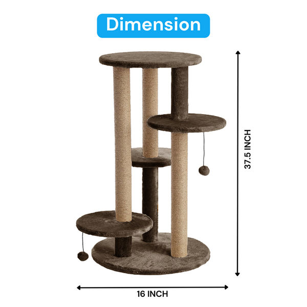 Furrlovers Multi Level Cat Tree with Scratching Posts & Platforms (Brown)