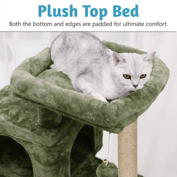 Furrlovers Kitten Cat Tree Scratching Post with Ladder, Condo & Jute Rope (Green)