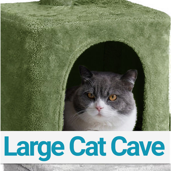 Furrlovers Multi Level Plush Cat Tree with Jute Scratching Posts & 2 Condos (Green)