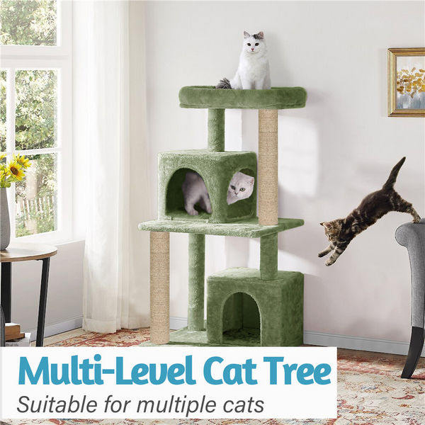Furrlovers Multi Level Plush Cat Tree with Jute Scratching Posts & 2 Condos (Green)