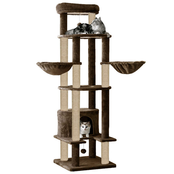 Furrlovers Multi Level Cat Tree Tower with Scratching Posts, Hammock & Condo (Brown)