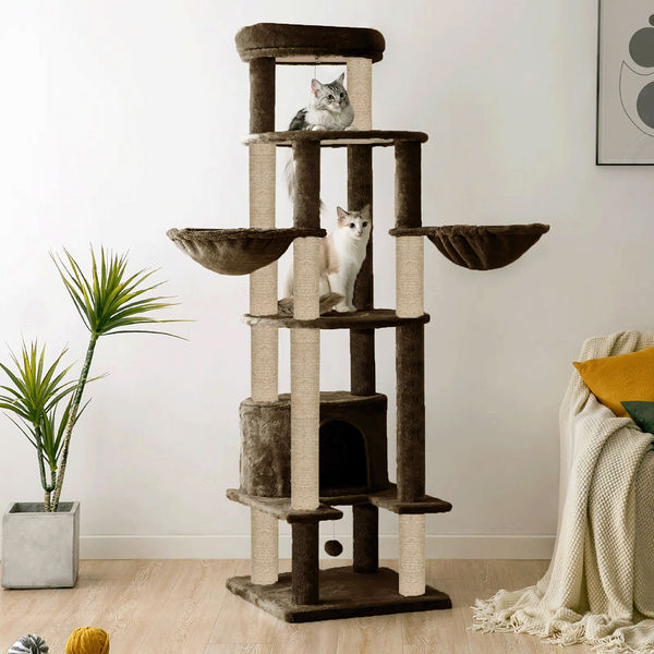 Furrlovers Multi Level Cat Tree Tower with Scratching Posts, Hammock & Condo (Brown)