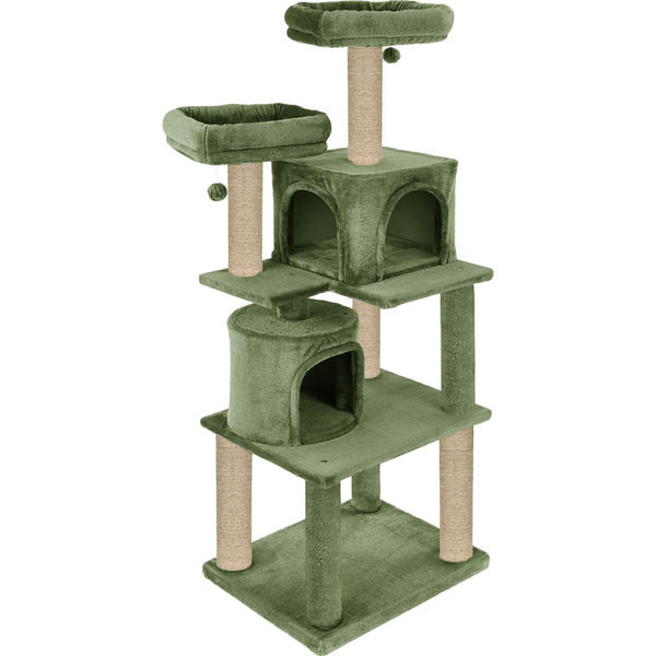 Furrlovers Multilevel Cat Tree with Condo, Perches & Jute Rope Scratching Posts (Green)