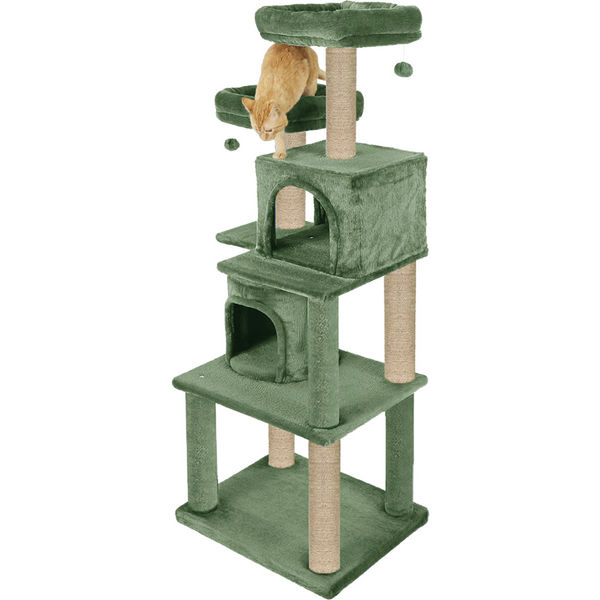 Furrlovers Multilevel Cat Tree with Condo, Perches & Jute Rope Scratching Posts (Green)