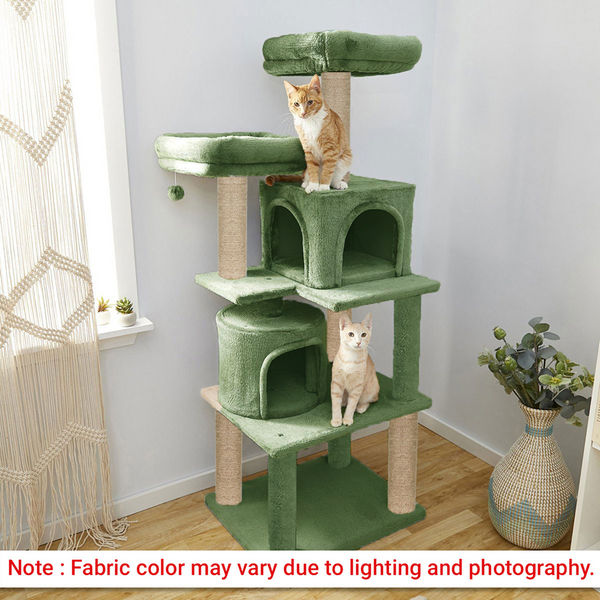 Furrlovers Multilevel Cat Tree with Condo, Perches & Jute Rope Scratching Posts (Green)