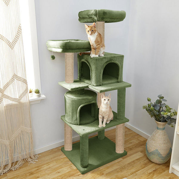 Furrlovers Multilevel Cat Tree with Condo, Perches & Jute Rope Scratching Posts (Green)