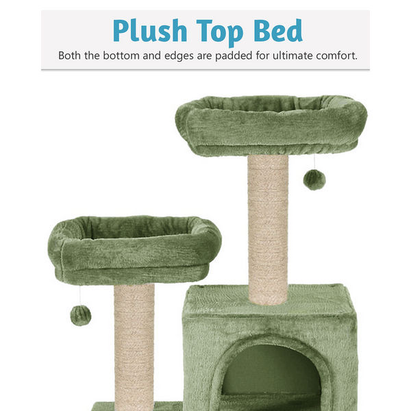 Furrlovers Multilevel Cat Tree with Condo, Perches & Jute Rope Scratching Posts (Green)