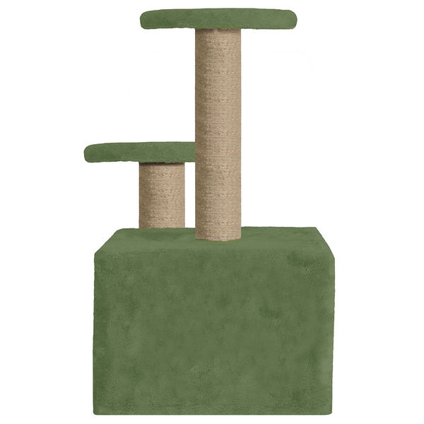 Furrlovers Soft Fur Activity Cat Tree with Natural Sisal Rope, Condo, Sisal Scratching Post & Hanging Ball Toys for Cats and Kittens (Green)
