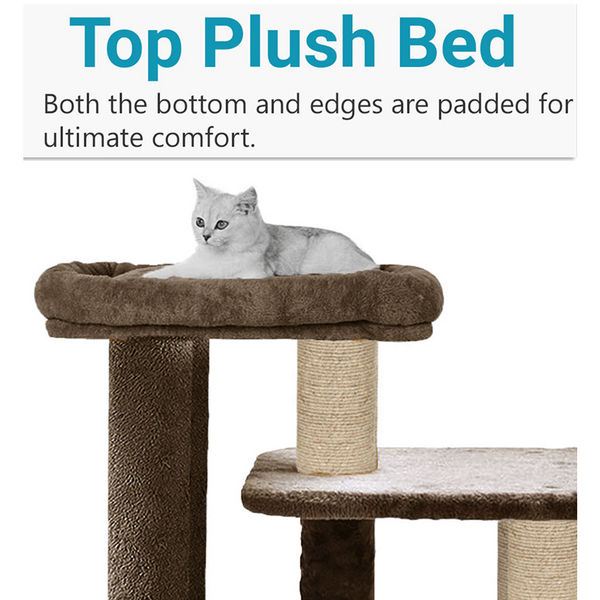Furrlovers Cat Tree with Condo, Top Perch & Jute Rope Scratching Posts (Brown)