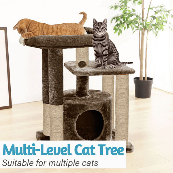 Furrlovers Cat Tree with Condo, Top Perch & Jute Rope Scratching Posts (Brown)