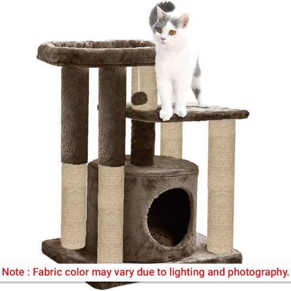 Furrlovers Cat Tree with Condo, Top Perch & Jute Rope Scratching Posts (Brown)