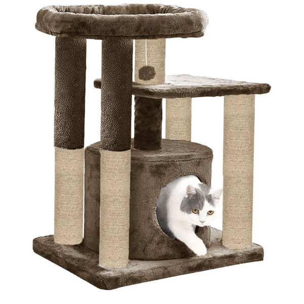 Furrlovers Cat Tree with Condo, Top Perch & Jute Rope Scratching Posts (Brown)