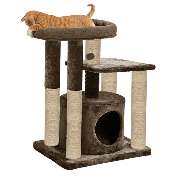 Furrlovers Cat Tree with Condo, Top Perch & Jute Rope Scratching Posts (Brown)