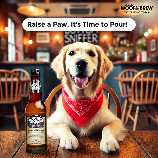 Woof & Brew Bottom Sniffer Non Alcoholic Chicken & Malt Original Beer for Dogs