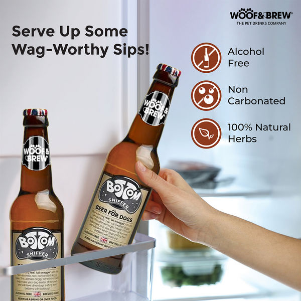 Woof & Brew Bottom Sniffer Non Alcoholic Chicken & Malt Original Beer for Dogs