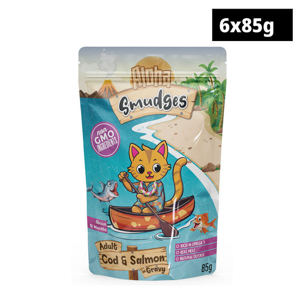 Aloha Smudges Ocean Fish & Salmon and Tuna in Jelly and Cod & Salmon and Chicken in Gravy Combo Adult Cat Wet Food