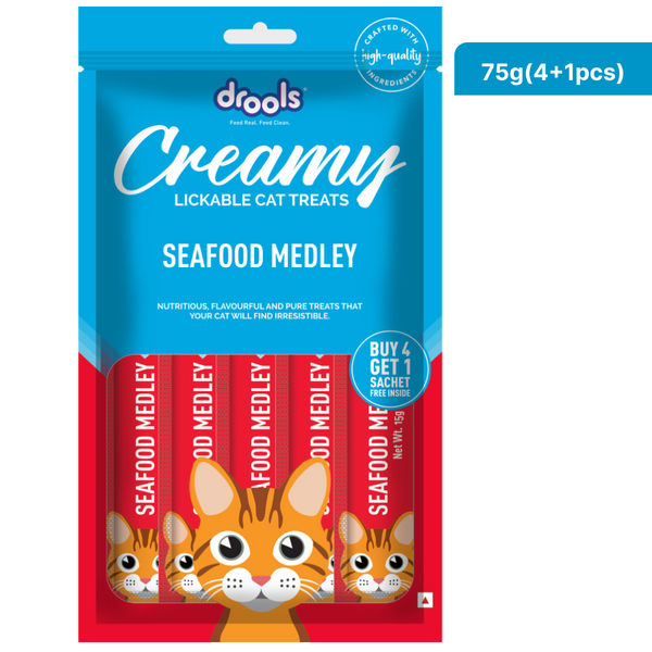 Buy Drools Seafood Medley Creamy Cat Treats online at Supertails.com