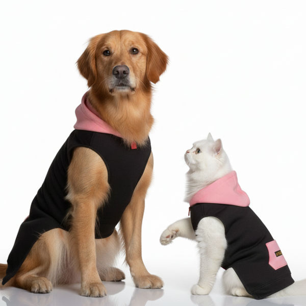 Skatrs Midnight Pop In-Style Hoodie For Dogs and Cats (Black & Neon Pink)