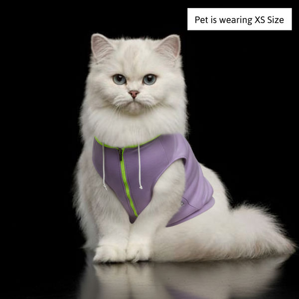 Skatrs Lilac Pop In-Style Hoodie For Dogs and Cats(Lilac & Neon Green)