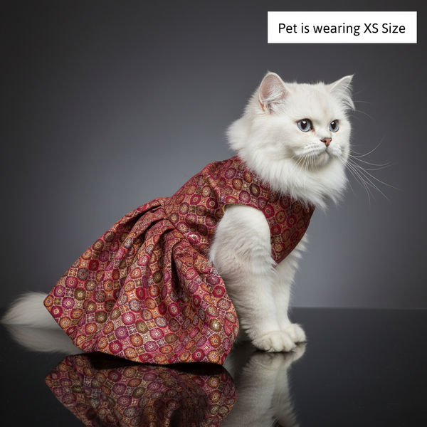 Skatrs Burgundy Regal Ensembl Festive Grace Lehenga for Dogs and Cats
