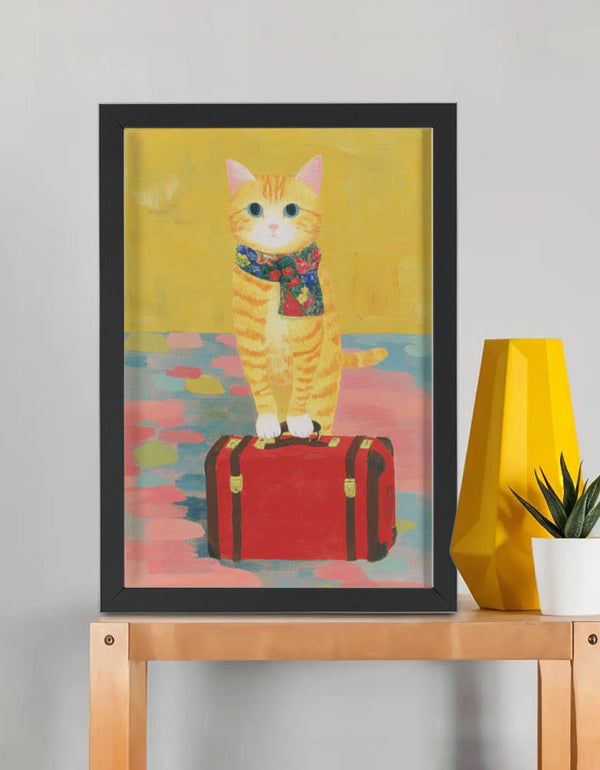 EverythingBoho The Solo Traveller Cat Wall Art (Black)