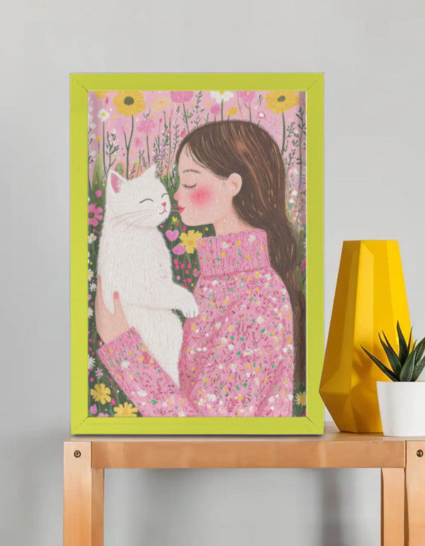 EverythingBoho Cat Mom Wall Art (Olive Green)