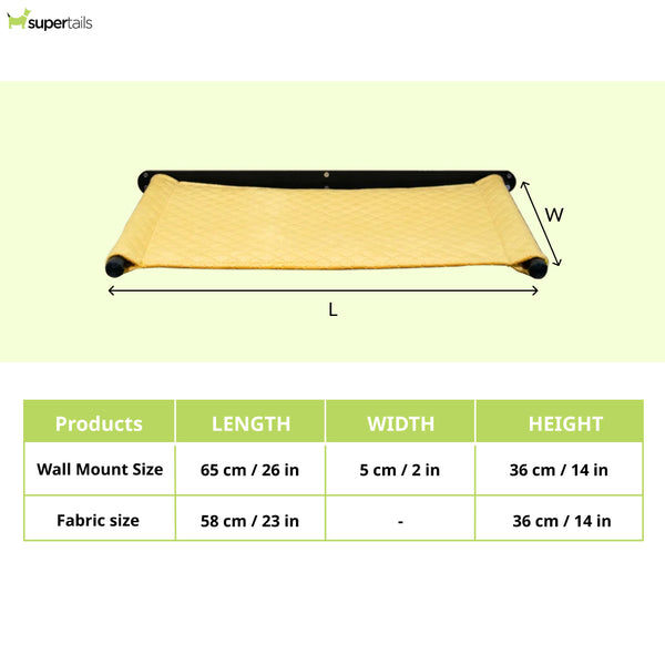 FurryLiving Kiki Wall Mounted Perch for Cats (Black/Yellow)