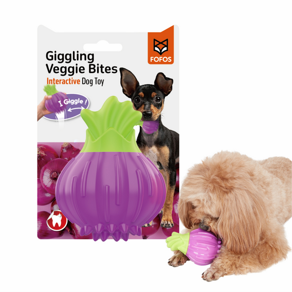 Barkbutler x Fofos Giggling Vegi Bites Onion Squeaky Chew Toy for Dogs