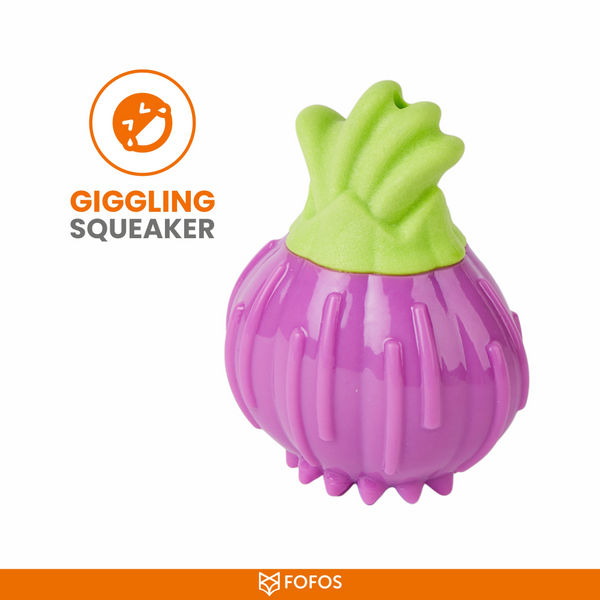 Barkbutler x Fofos Giggling Vegi Bites Onion Squeaky Chew Toy for Dogs