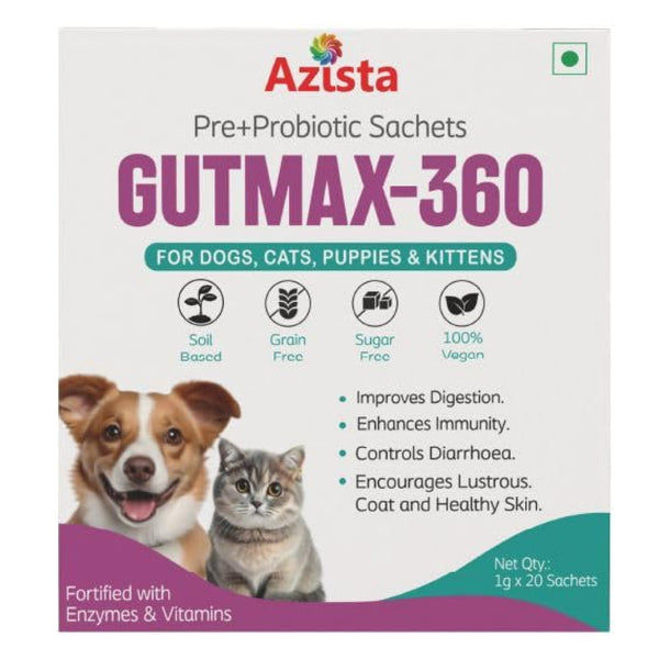 Azista Gutmax 360 Prebiotics Probiotics Sachets for Dogs & Cats