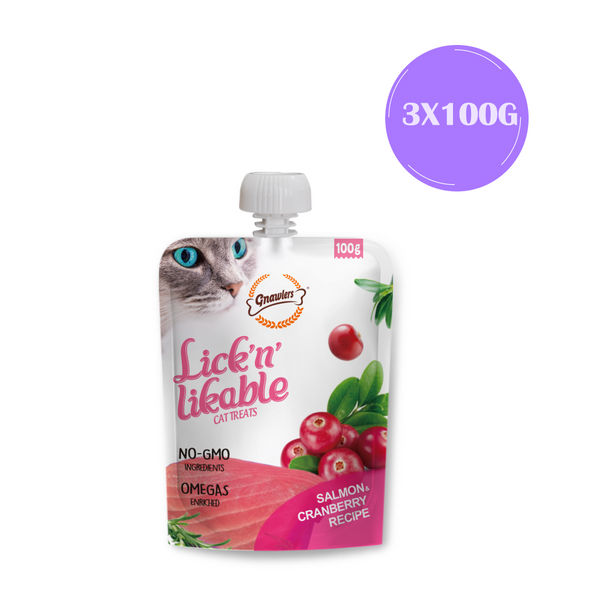Gnawlers Salmon & Cranberry Lick n Likable Cat Treats